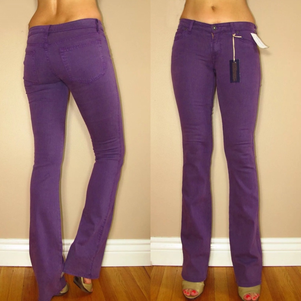 Rich & Skinny Slim Bootcut Purple Jeans size 26 Y2K Vintage Preppy Low Rise New